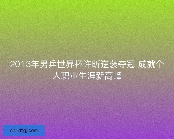 2013年男乒世界杯许昕逆袭夺冠 成就个人职业生涯新高峰 2013年男乒世界杯许昕逆袭夺冠 成就个人职业生涯新高峰