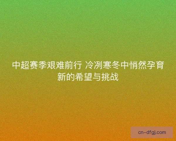 中超赛季艰难前行 冷冽寒冬中悄然孕育新的希望与挑战