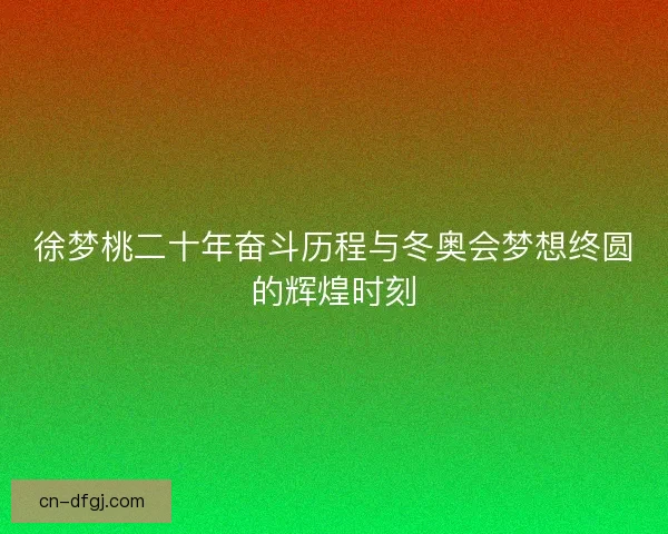 徐梦桃二十年奋斗历程与冬奥会梦想终圆的辉煌时刻